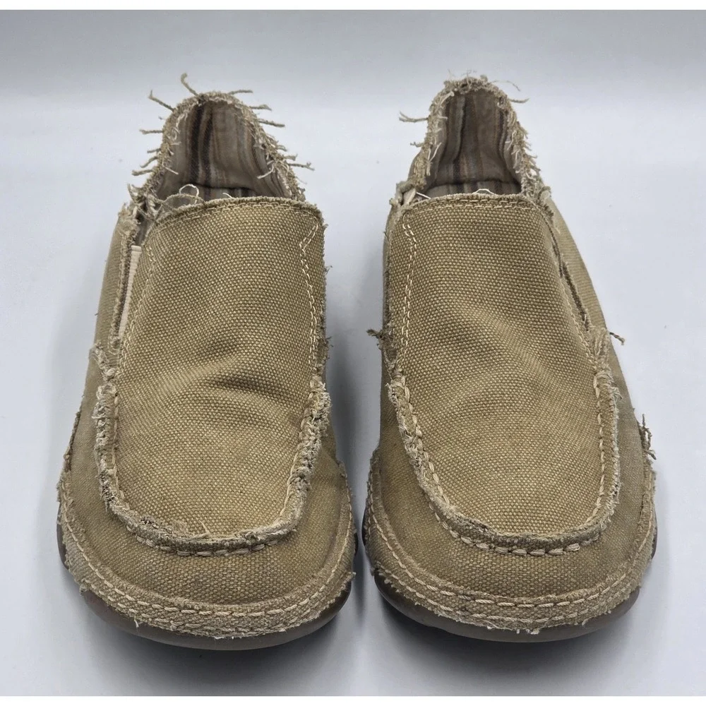Tony Lama Lindale Slip On Shoes Mens 8 Canvas Brown Casual Loafer